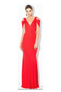 V NECK DETAIL SLEEVE GOWN by Bariano