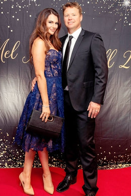 Kylies Kloset - Client wearing Nadine Merabi - Designer Dress hire Perth.  Designer Dress Hire Perth Kylie's Kloset.  School Formal Gown Rental, Black Tie events.  Find your perfect outfit from Kylie's stunning collection incl. luxury clutches head pieces